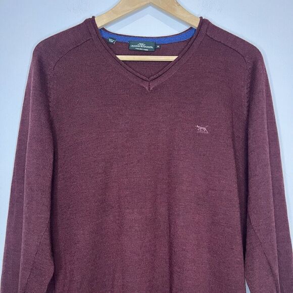 Rodd & Gunn Maroon Merino Wool V-Neck Sweatshirt - Picture 1 of 3
